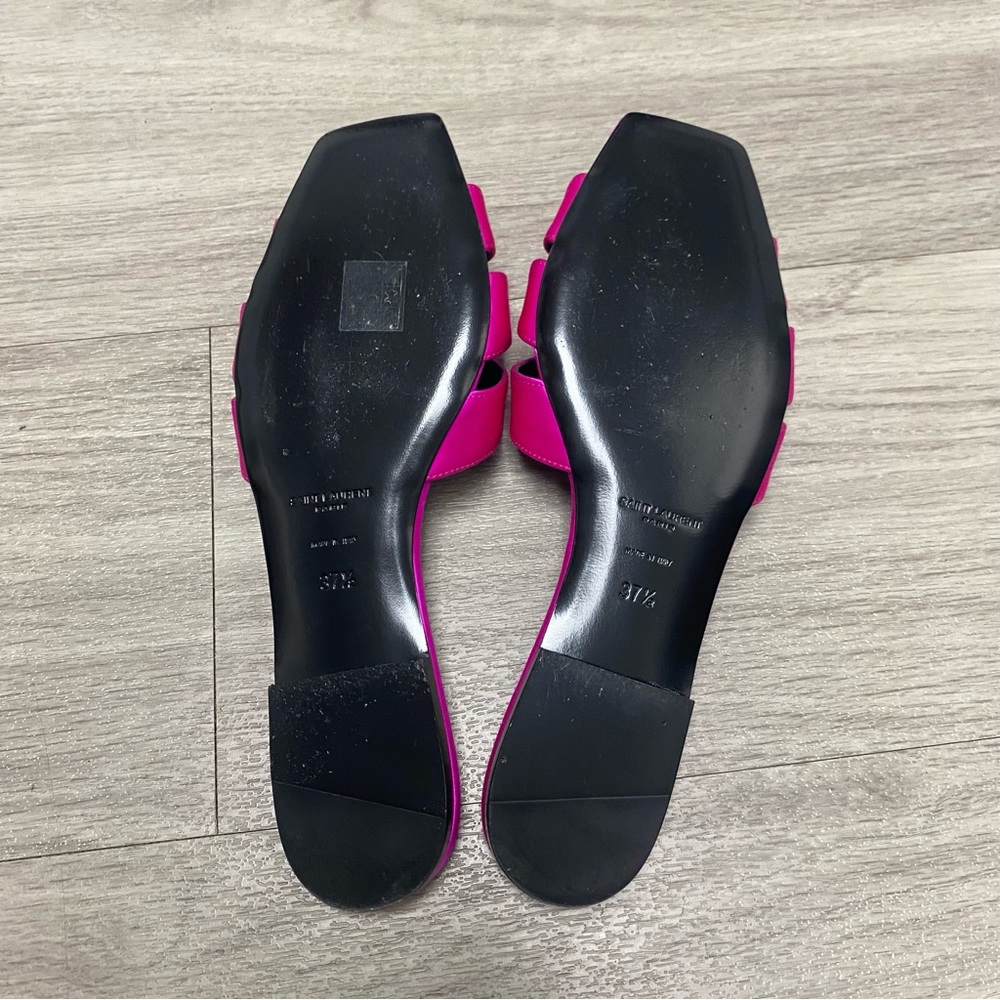 RARE Like New Saint Laurent Fuchsia Satin Nu Pieds Slide Sandals size 37.5 - Picture 7 of 9